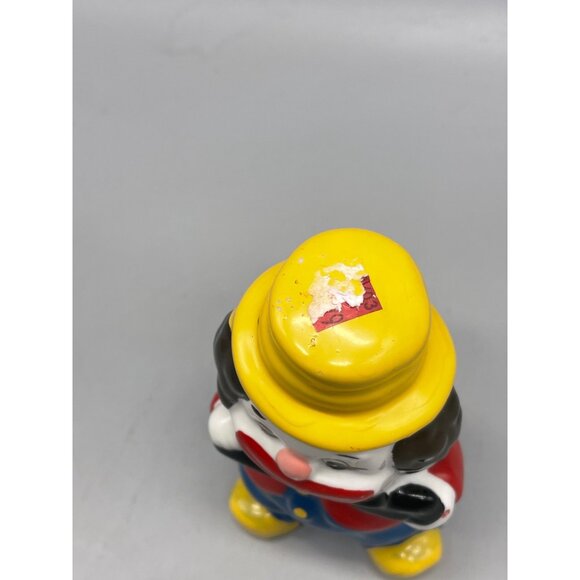 clown figurine glass hat yellow blue collectable 5.5" READ - Picture 6 of 6